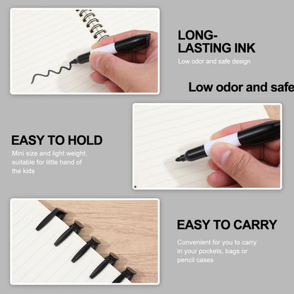 JOUTYFOR 100 Pcs Mini Dry Erase Markers for Nurses Badge Erasable Whiteboard Markers with Cap Back to School Low Odor Dry Erase Pens for Office Classroom Supplies (Black Ink)