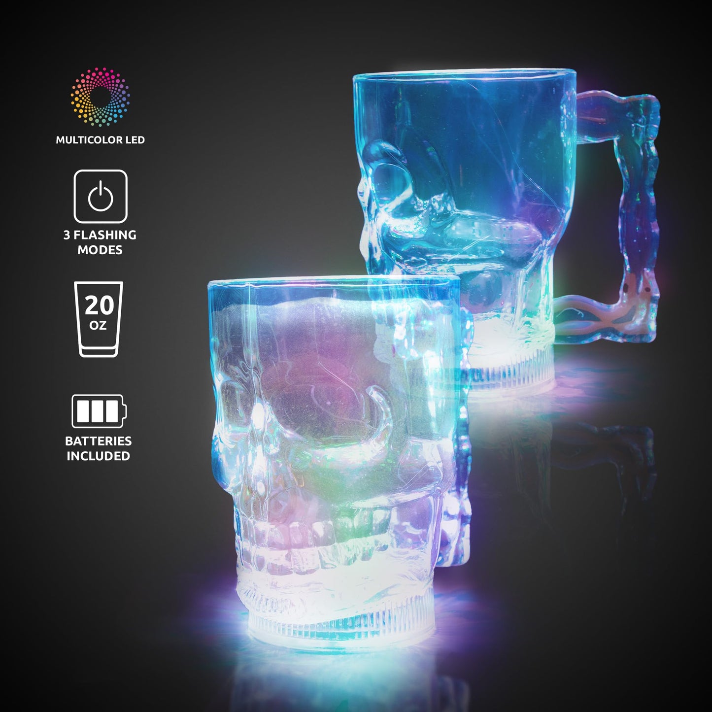 Fun Central Light Up Skull Mug with Multifunction LED - 20oz
