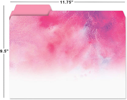 Current Brushstrokes File Folders Value Pack - Bulk Set of 24, 6 Pretty Decorative Designs, 1/3 Cut Tabs, Heavy-Duty Paper Stock, Office Supplies for Home & Work, 9-½” x 11-¾” Letter Size