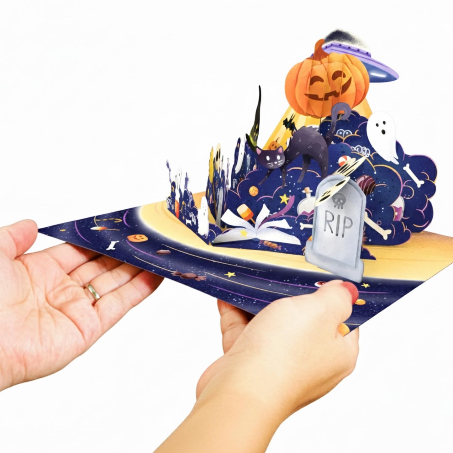 Paper Love Spooky Pop-Up Card | 3D Trick or Treat Halloween Greeting for Kids, Family, or Friends | 5" x 7" w/Envelope and Note Card