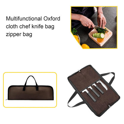 QEES Knife Roll,Heavy Duty Knife Bag,Waxed Canvas knife Case with 4 Slots For Knives & Kitchen Tools,Chef Knife Bag With Handle.Portable Knife Roll Bag For Chefs Culinary Traveling.Knives Pouch