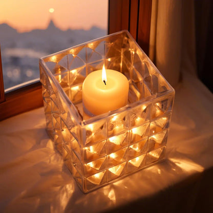 Crystal Square Glass Vases Clear Flower Cube Vase Bud Planter Terrarium for Wedding Party Table Centerpieces Home Décor Housewarming Bedroom Living Room and Office, Cube (H:4" L:4" W:4")