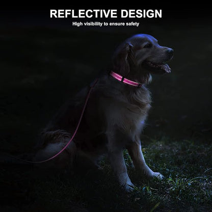 Soft Neoprene Padded Dog Collar and Leash Set for Small Medium Large Dogs, Reflective Durable Nylon Dog Collar with 5ft Leash Easy for Walking, Hot Pink,Neck fit 12.5-19.5’’