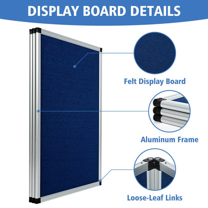 Nisorpa Trade Show Presentation Board, Aluminum Trifold Poster Board 70.8 x 35.4 Inch Display Board with Storage Bag, 3+1 Table Top Folding Panel - Blue