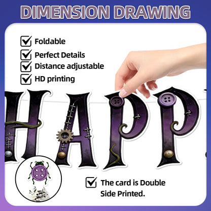 42Pcs Horror Movie Button Eyes Birthday Party Decorations Include Cake Topper Cupcake Toppers Horror Movie Happy Birthday Party Flag Banner and Balloons Backdrog