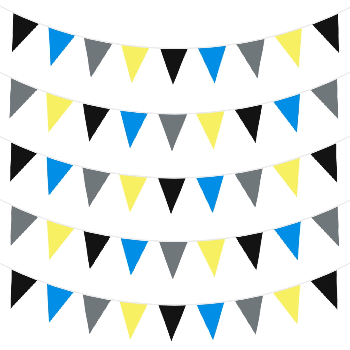40Ft Yellow Blue Black Grey Fabric Bunting Banner Pennant Hanging Party Decorations Cotton Triangle Flag Garland for Boys Cartoon Police Super Spider Bat Space Game Theme Birthday Baby Shower Decor