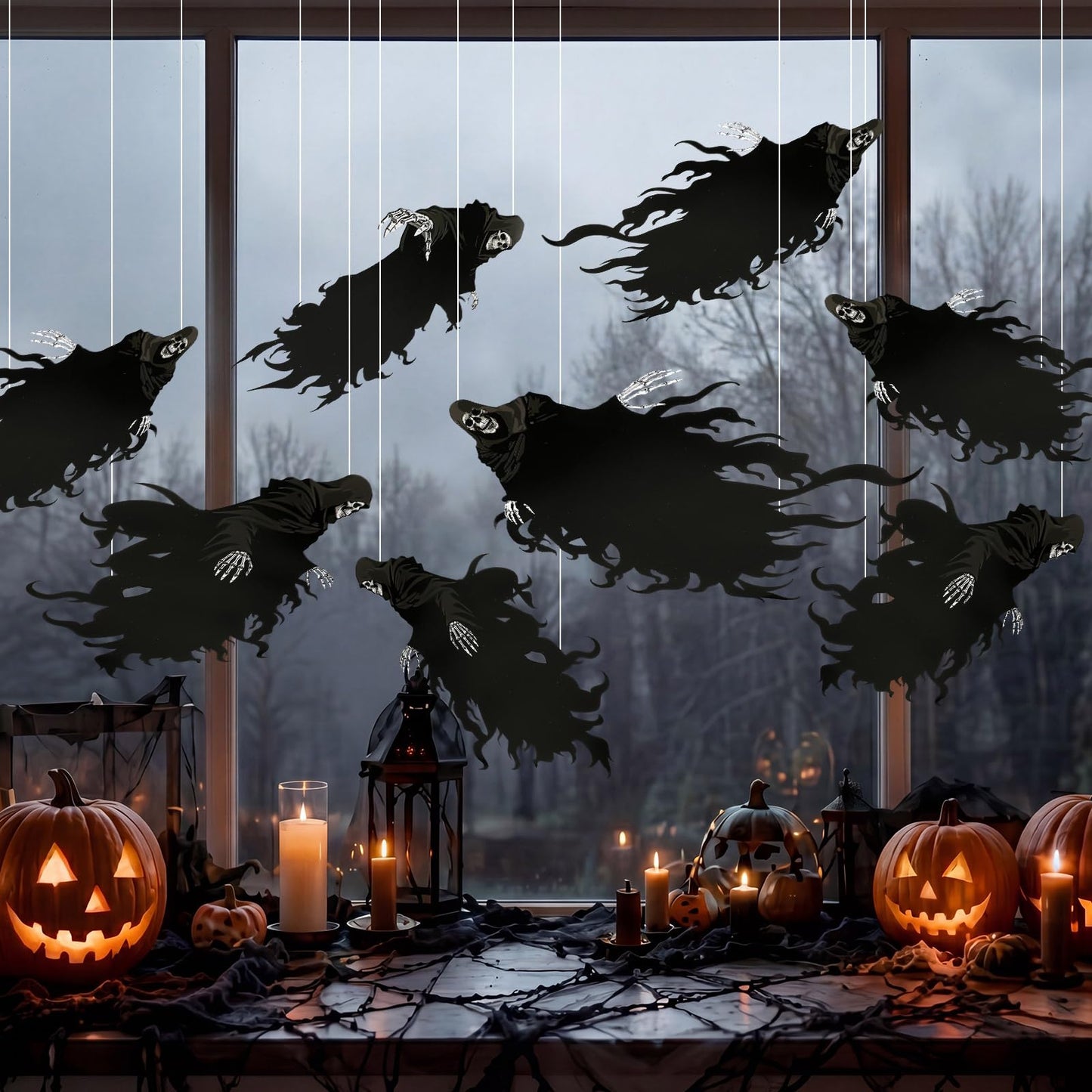 Preboun 20 Pcs Grim Reaper Hanging Decorations Magical Wizard Party Decorations Wizard Theme Birthday Paper Ceiling Streamers Spooky Ornaments for Kids School Classroom Birthday Halloween