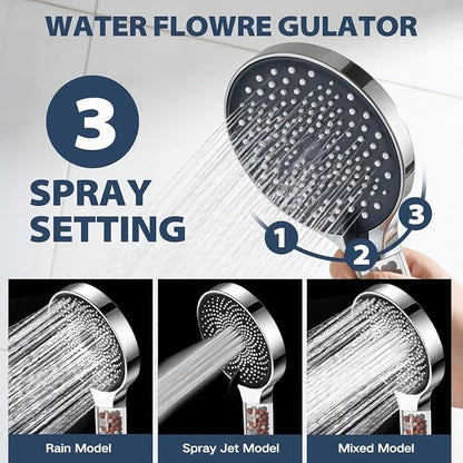 8 Inch Filtered Shower Head,Rain Shower Head with Handheld Spray Combo for Hard Water，Long Shower Hose
