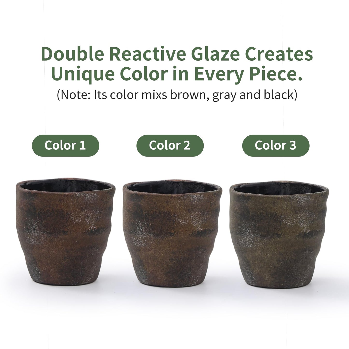 Pkeo Bbun 4+6 Inch Ceramic Planter Set of 2 with Drainage Hole and Saucer for Plants, Indoor-Outdoor Large Irregular Succulent Orchid Flower Pot- Cement Paint, Inner-pots not Larger Than 5 Inch