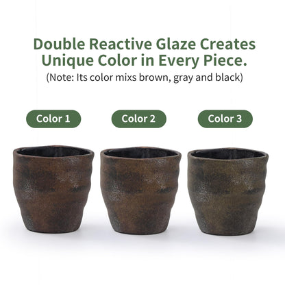 Pkeo Bbun 4+6 Inch Ceramic Planter Set of 2 with Drainage Hole and Saucer for Plants, Indoor-Outdoor Large Irregular Succulent Orchid Flower Pot- Cement Paint, Inner-pots not Larger Than 5 Inch