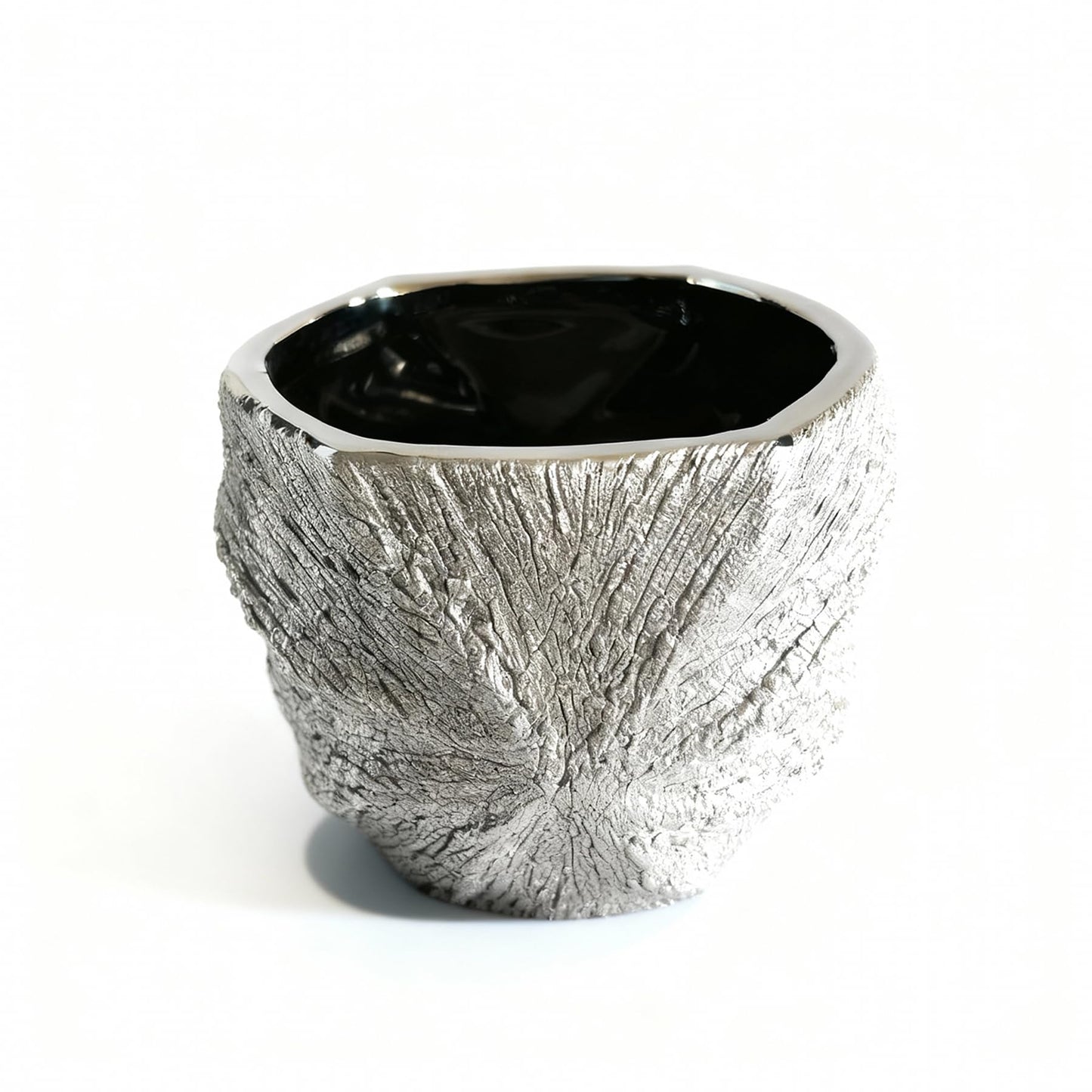 YIOXIN Silver Plated Ceramic Flower Pot - Small Pot Without Drainage Hole, Designed for Succulents, Cacti, and Small Green Plants