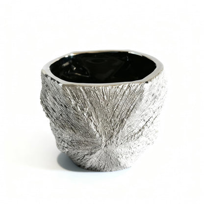 YIOXIN Silver Plated Ceramic Flower Pot - Small Pot Without Drainage Hole, Designed for Succulents, Cacti, and Small Green Plants