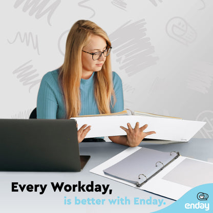 Enday 3 Ring Binder 1.5 Inch, White Heavy Duty Three Ring Binder, 325 Sheets Capacity - 1.5 Inch Binder for Home School and Office