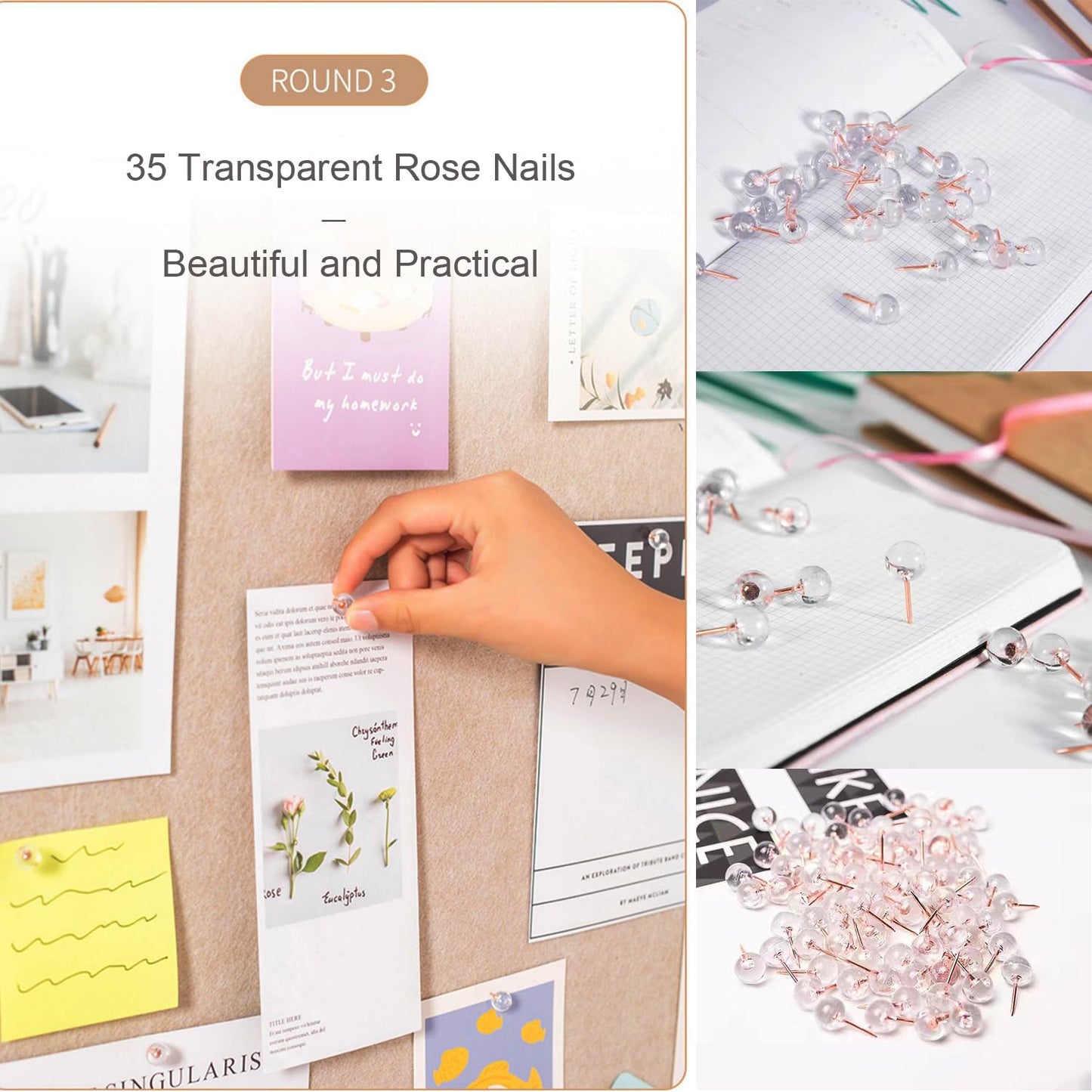 Foldable Bulletin Felt Board, 36x18 Inches Cork Board Alternative, Large Felt Board Decorative Pin Board for Wall, Foldable Photo Board Self-Adhesive Vision Board with 36 Pushpins Khaki