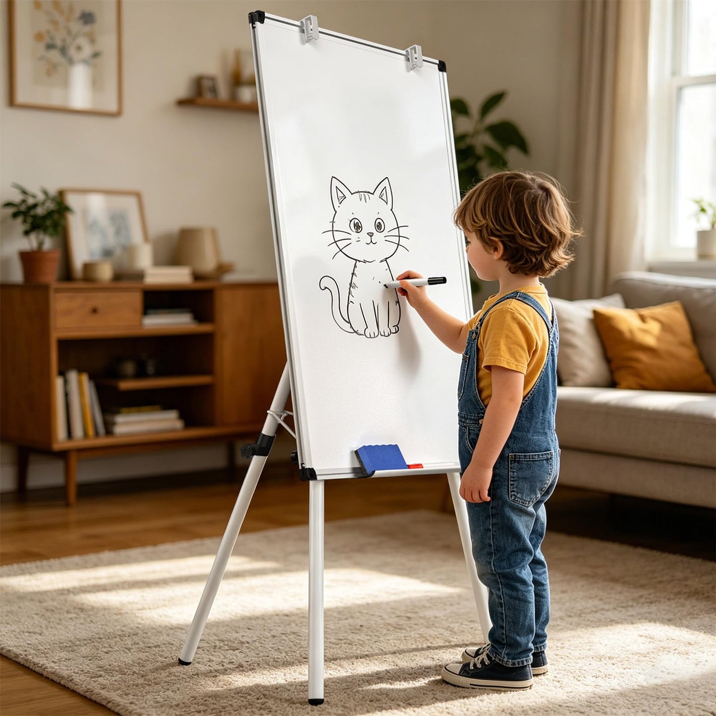 Whiteboard Easel 36 x 24 Inches, Magnetic Portable Dry Erase Board with Adjustable Tripod Stand, White Board Easel Stand for Office, Classroom & Home Teaching