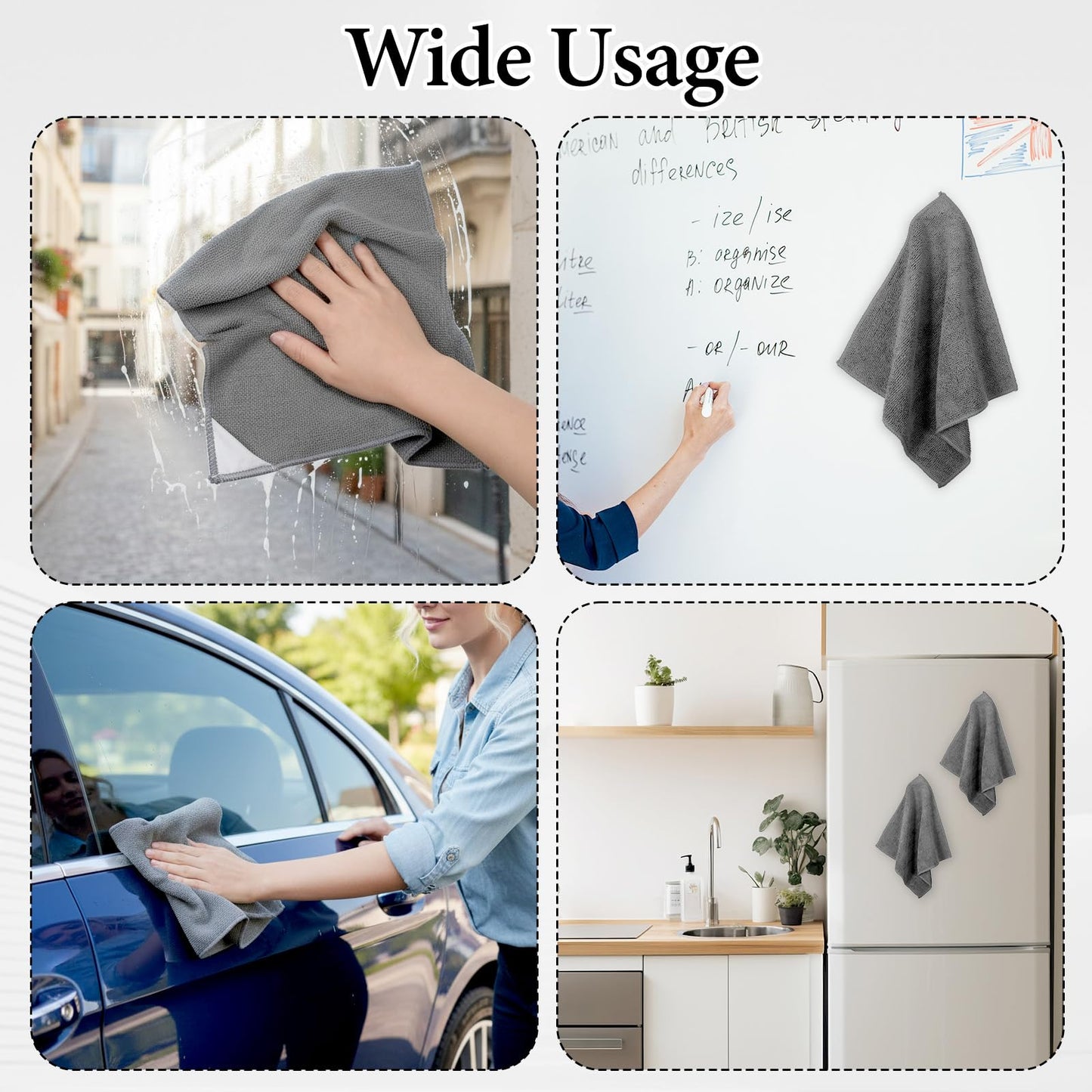 Ckhoid 24 Pieces Magnetic Cleaning Cloth Microfiber Dry Erase Erasers Cleaner for White Board, Reusable Washable Cleaning Cloths for Whiteboards Blackboards Chalkboards Home Office School, 9.4 Inch