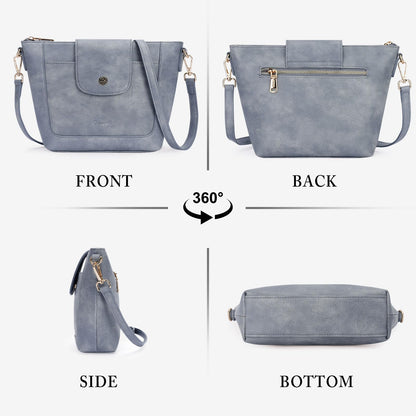 VIMUTI Small Crossbody Bags for Women Vegan Leather Crossbody Purse with Adjustable Strap Lightweight Shoulder Bag for Daily Use (Blue)