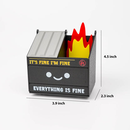 Tian Zhun Dumpster Fire Magnetic Pen Holder Funny Black Magnetic Pencil Holder Magnetic Locker Organizer for Refrigerator Whiteboard Home Office Hospital Marker pen storage
