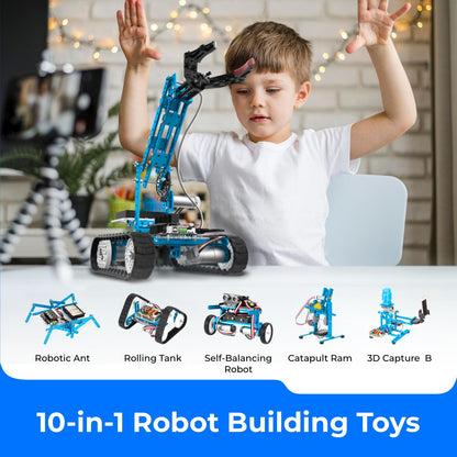 Makeblock mBot Ultimate 10 in 1 Robot Building Toys, Robotics Kit App Remote Control Robot Toys Compatible with Arduino C & Raspberry Pi, STEM Educational DIY Robotics for Kids Ages 12-16