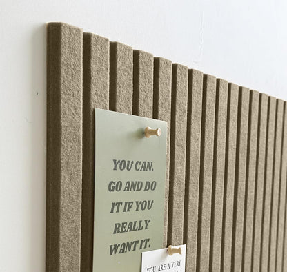 Large Cork Board for Office, 8 Pack Felt Wall Tiles with Slat Wall Paneling and Safe Removable Adhesive Tabs, Felt Bulletin Board Pin Board Cork Boards for Walls - Light Brown