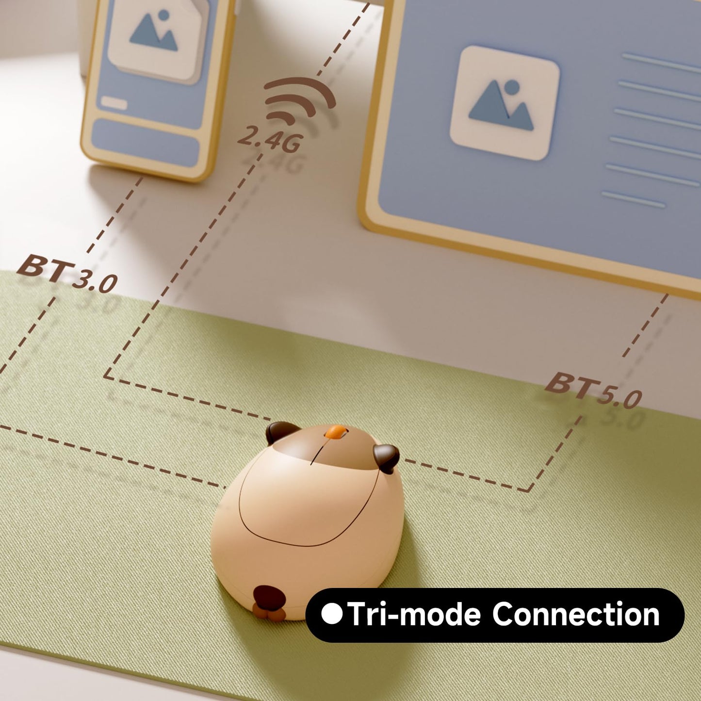 Akko Cat Theme Wireless Gaming Mouse, 2.4G GHz with a USB Receiver, Cute Optical Cordless Cartoon Mice for Computer/Laptop/Desktop/PC, Compatible with Mac/Win (Gray Mimo)