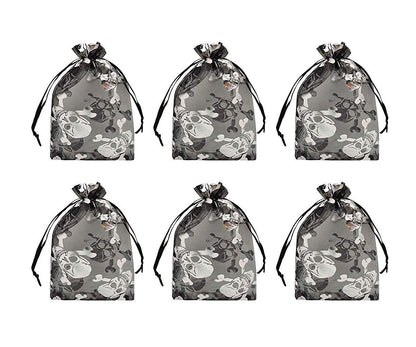 Tvoip Organza Bags 100pcs/lot 4"x 6" (10x15cm) Drawable Black Skull Packing Bags Wedding Christmas Candy Jewelry Bags & Pouches (Black(Skull))