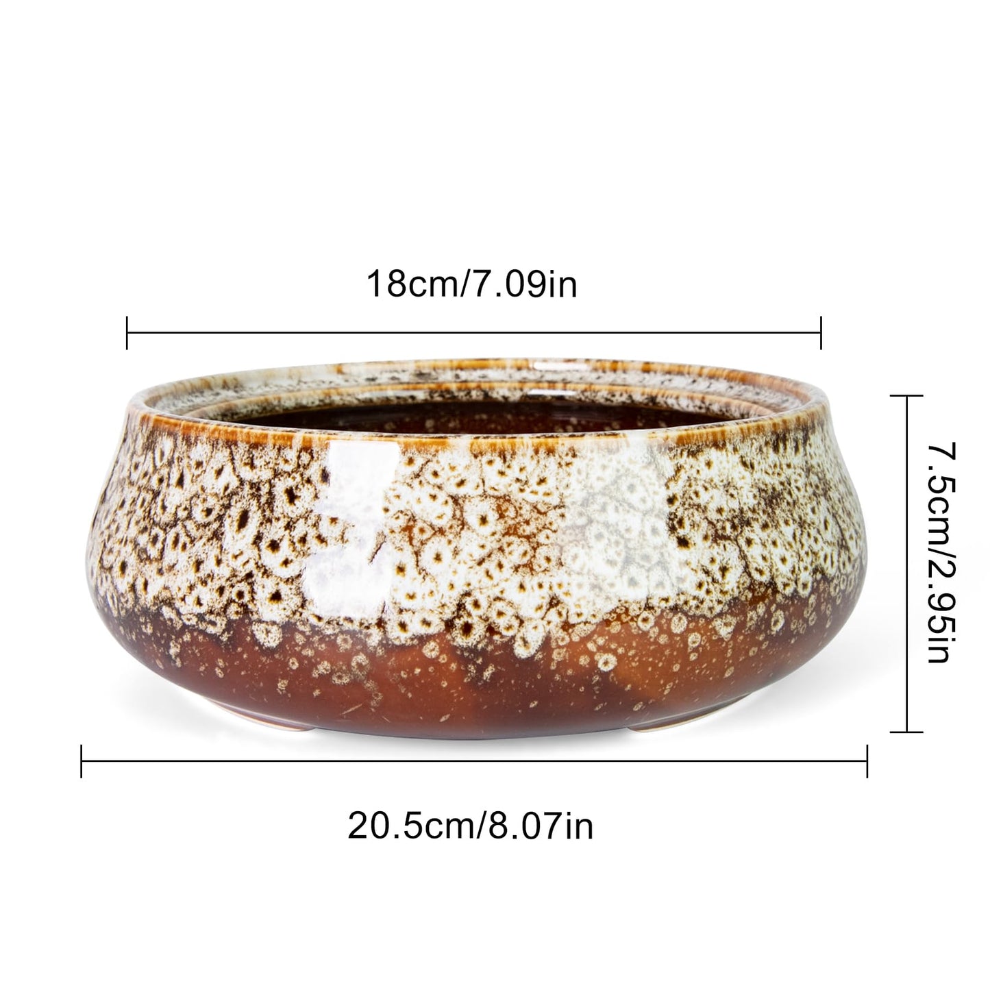 Lotus Bowl Planter - 8 Inch Large Lotus Flower Bowl for Water Plants, Ceramic Hydroponic Planter Water Lily Bowl for Planting Aquatic and Indoor Succulent Plants and Bonsai