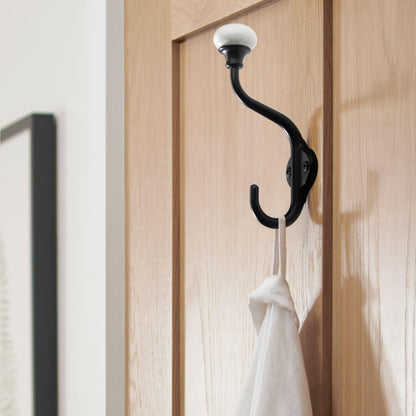 TUNNY Coat Hooks - 5 Pack Matte Black Towel Hooks Robe Hooks Decorative Wall Hooks for Bathroom Bedroom Kitchen Towel Robe Clothes Cabinet Closet Bathroom Hardware