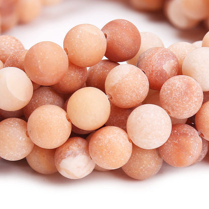 Natural Matte Pink Aventurine Beads, 10MM Round Frosted Unpolished Loose Gemstone Beads for Bracelet Necklace Jewelry Making, Energy Stone Healing Power with Stretch Beading Cord