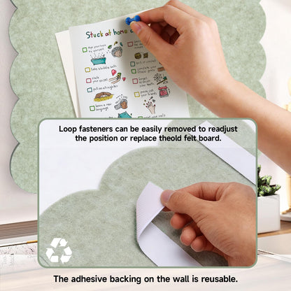Felt Bulletin Board 36" x 24" Cork Board Alternative,Decorative Felt Pin Board Foldable Cork Boards for Walls Self-Adhesive Cork Board for Home Office Classroom Pin Board (Sage Green)