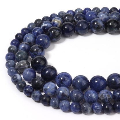35pcs 10mm Natural Stone Beads Blue Sodalite Beads Energy Crystal Healing Power Gemstone for Jewelry Making, DIY Bracelet Necklace