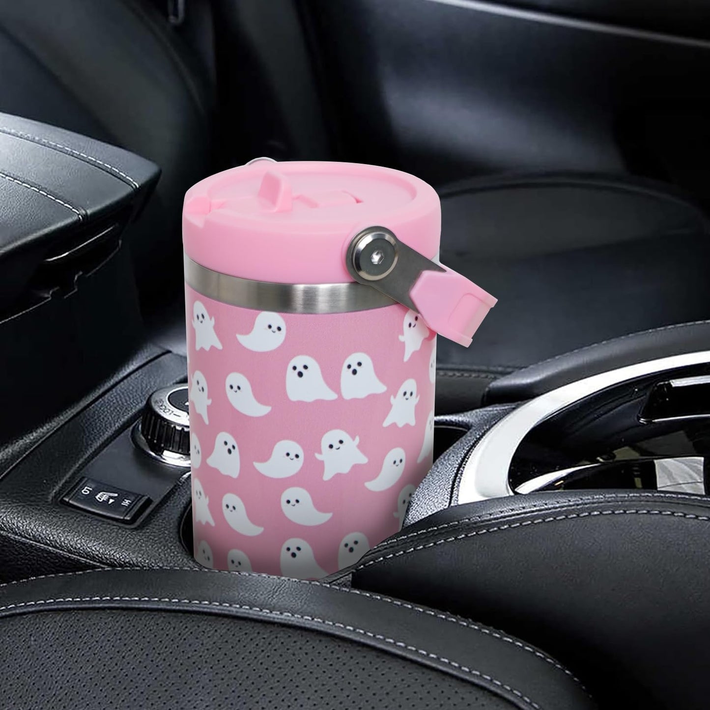 Aokoyi Halloween Ghosts 30oz Tumbler Gifts for Women Girls, Cute Spooky Stainless Steel Insulated Cup, Top Handle and Flip Straw Water Bottle Mug, Holiday Gifts