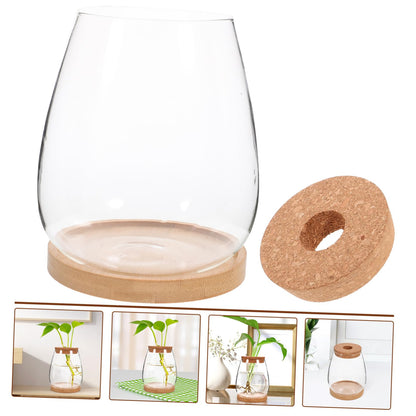 BESPORTBLE 1 Set Plant Terrarium Hydroponic Glass Vase Holder with Base Container for Plants Transparent Flower Arrangement Decor for Home Office and Garden