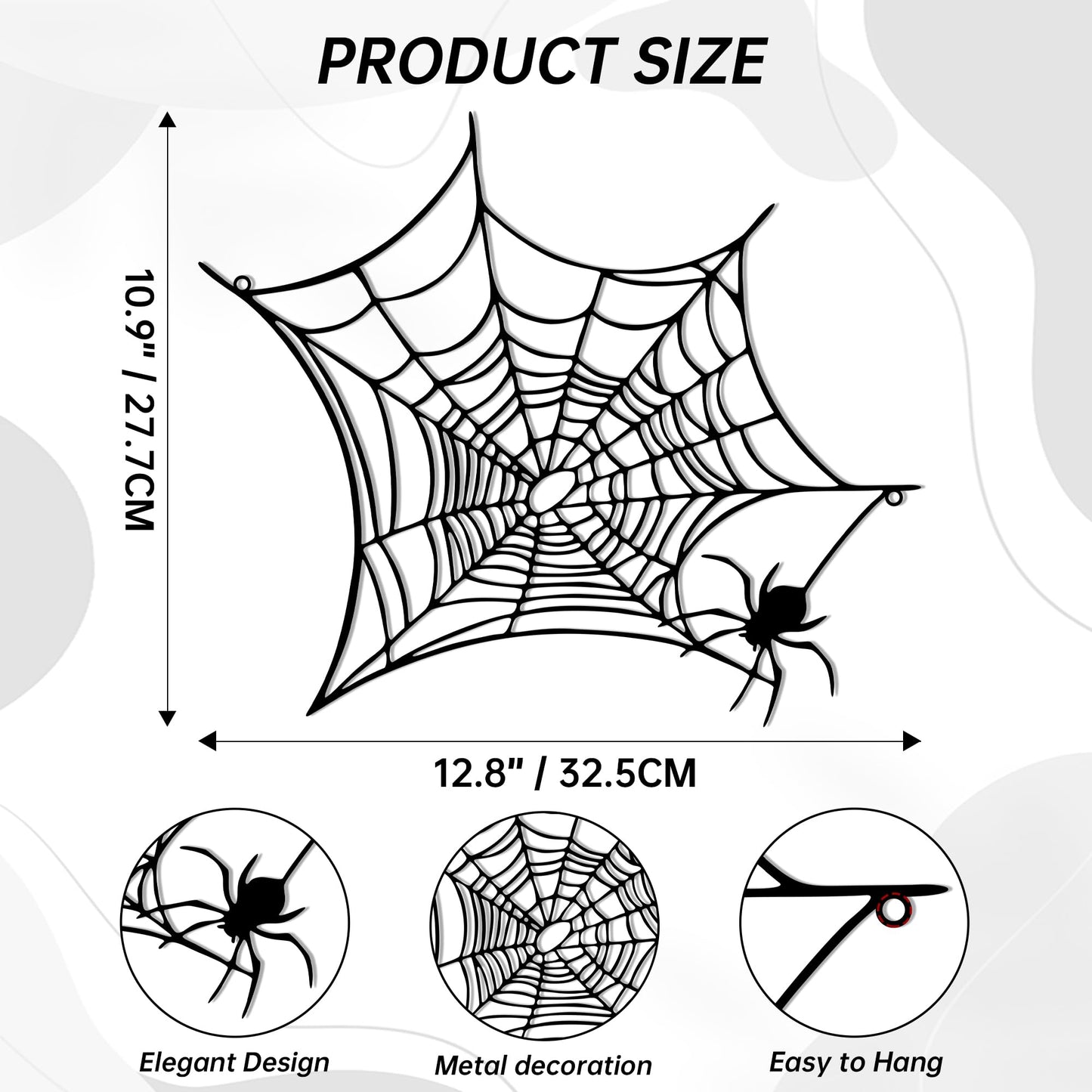 YATEASLU Halloween Interior Wall Decor, Halloween Spider Decoration, Scary Spiderweb Wall Sculpture for Grunge Style Room Decor