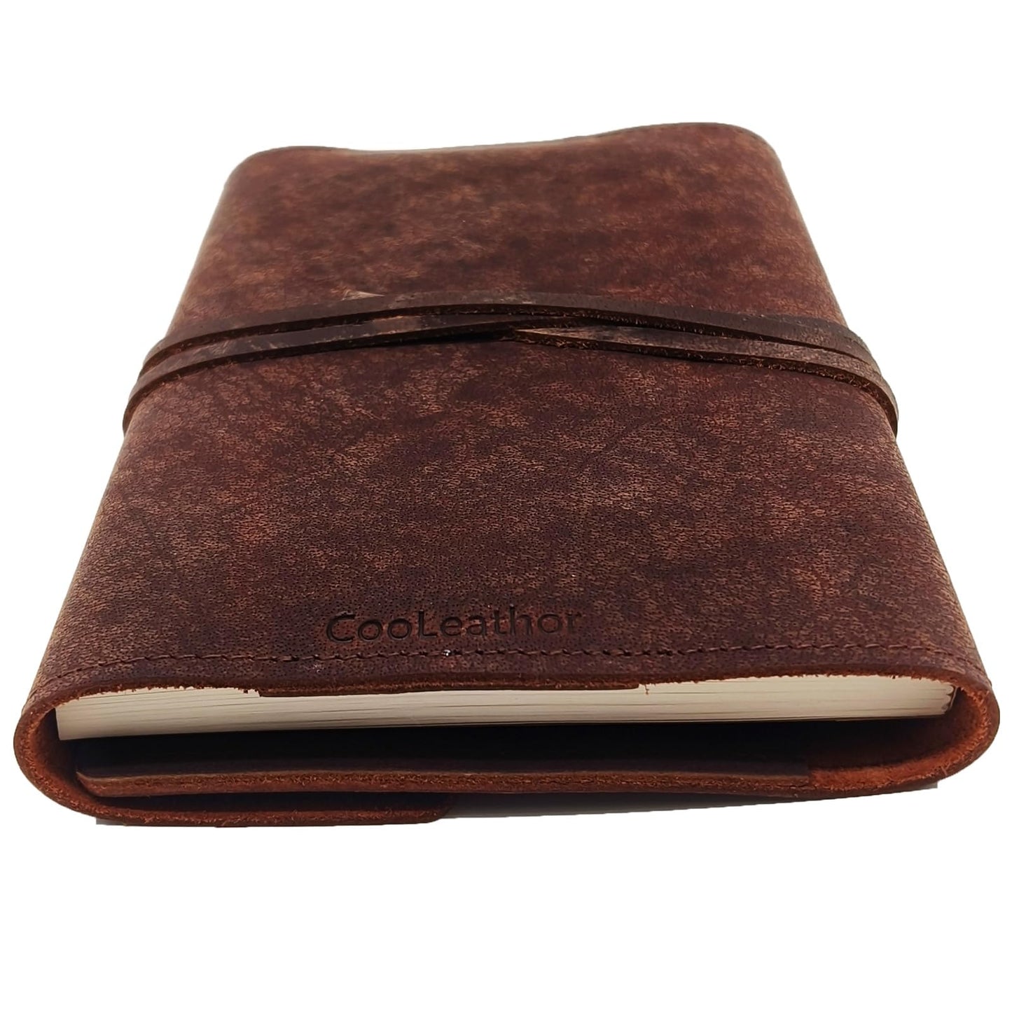 CooLeathor Refillable Leather Journal Writing Notebook - Handmade Leather Journal for Men, A5 Diary Cover Refillable Sketchbook to Drawing, Large 6"x8", Dark Brown