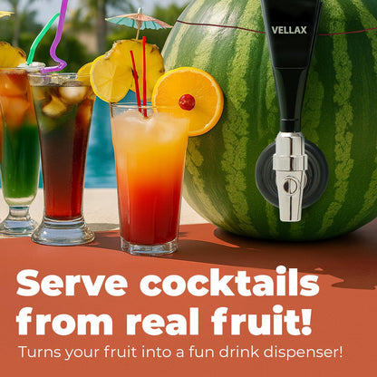 Original Watermelon Tap Kit - Coring Tool & Spigot Set for Fruit Keg, Pumpkin or Melon Beverage Dispenser - Easy Party Punch Bar
