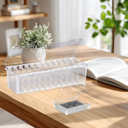 24 Pcs Playing Card Box, Clear Trading Card Storage Organizer 3.86 x 2.91 x 0.94 Inch Plastic Card Deck Case Snap Closed Holder Storage Organizer for Gaming Cards, Business Card Storage (24)