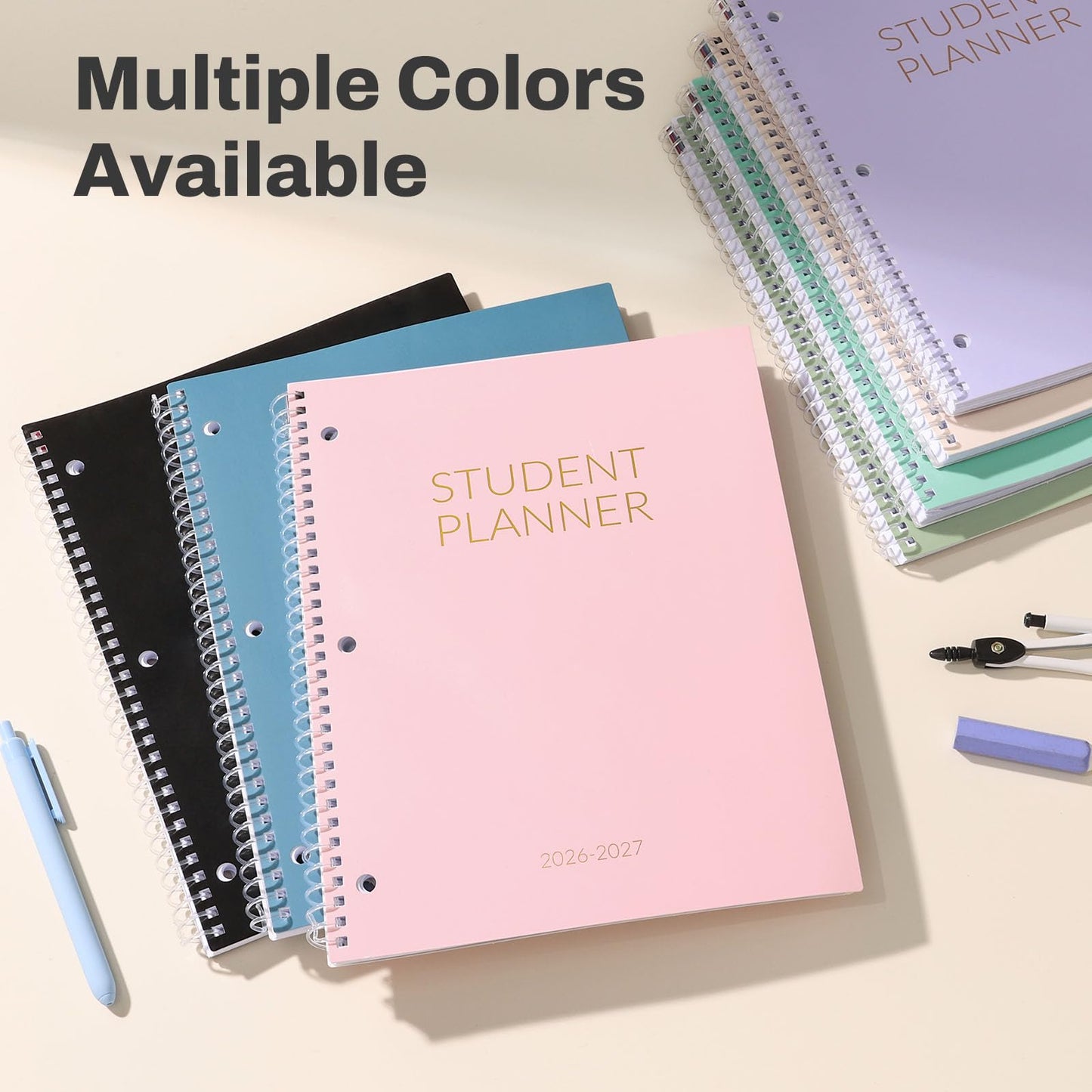 Student Planner 2026-2027, SUNEE Academic Weekly & Monthly School Planner, Jul. 2026 - Jun. 2027, 8.5"×11" School Lesson Plan Book with Week's Goals, Bookmark, Monthly Tabs, 3-Hole Punched, Sage Green