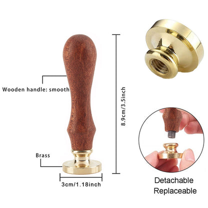 CRASPIRE Sun Wax Seal Stamp Vintage Sealing Wax Stamp 30mm/1.18inch Removable Brass Head Sealing Stamp with Wooden Handle for Birthday Wedding Invitations Cards Gift Wrap