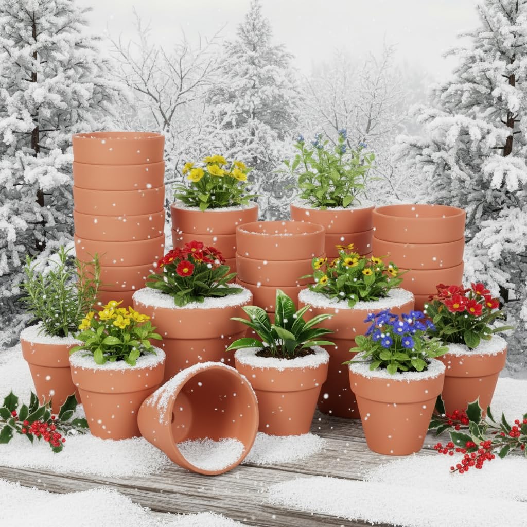 YESIACE 24 Pack 4 Inches Terracotta Plant Pots, Terra Cotta Planter with Drainage Holes, Perfect for Planting, Painting, Weddings and Parties (4inch/Original Color)