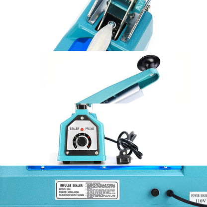 Sealer Pro, Patented 8inch Impulse Heat Bag Sealer, 2mm Sealing Width Poly Bag Seal Machine, 2 Replacement Kits 2 Fuses Included, Blue