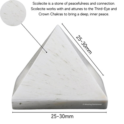 Amazing Gemstone Scolecite Pyramid Crystal Healing Stones - 1" Great Pyramid Figurine of Natural Stone Pyramid for Meditation, Reiki, Chakra Balancing and Crystal Pyramids Grid