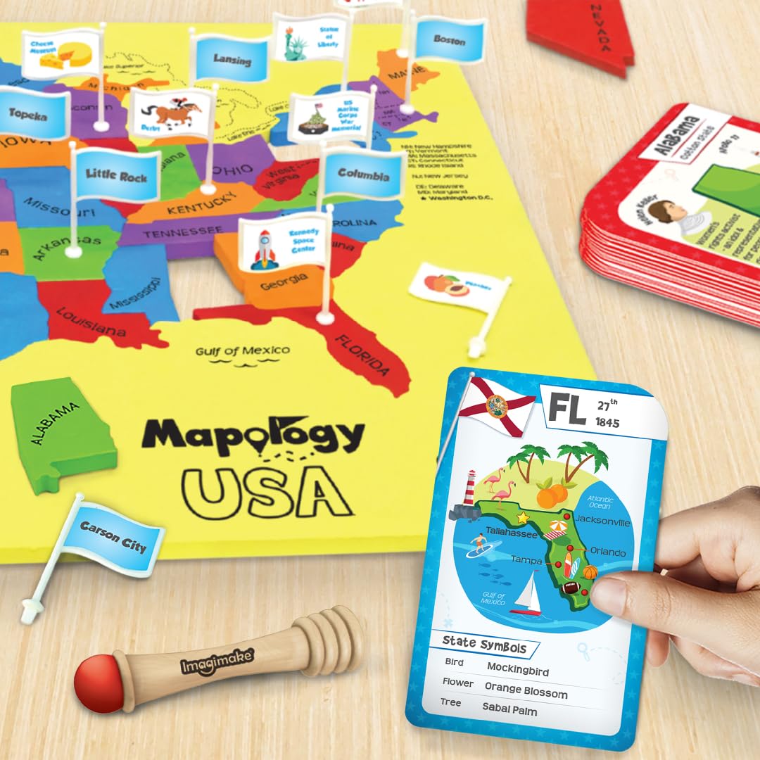 Imagimake Mapology United States Flash Card Puzzle with Flags, Country- Capitals | Educational Toy for Kids Ages 8-12 | Learn Geography Puzzles for Kids Ages 12-16 | Birthday Gift for Boys & Girls