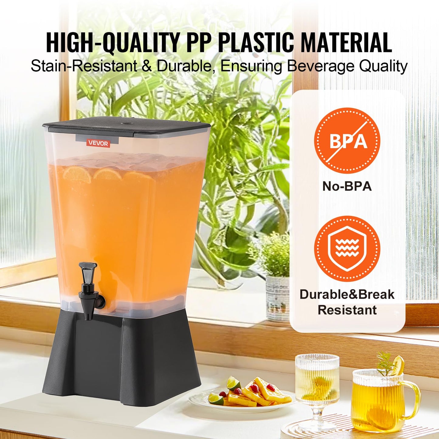 VEVOR Beverage Dispenser, 5 Gallon Drink Dispenser for Parties, Plastic Juice Dispensers with No-Drip Spigot, Iced Tea Lemonade Juice Water Dispensers, for Restaurants, Hotels, Parties