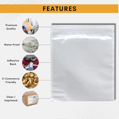 200 Pack 6"x10" Shipping Label Sleeves – Clear Self-Adhesive Packing Slip Pouches, Waterproof Packing List Envelopes – Ideal for Shipping Documents, Mailing Labels, Invoices & Packing Slips