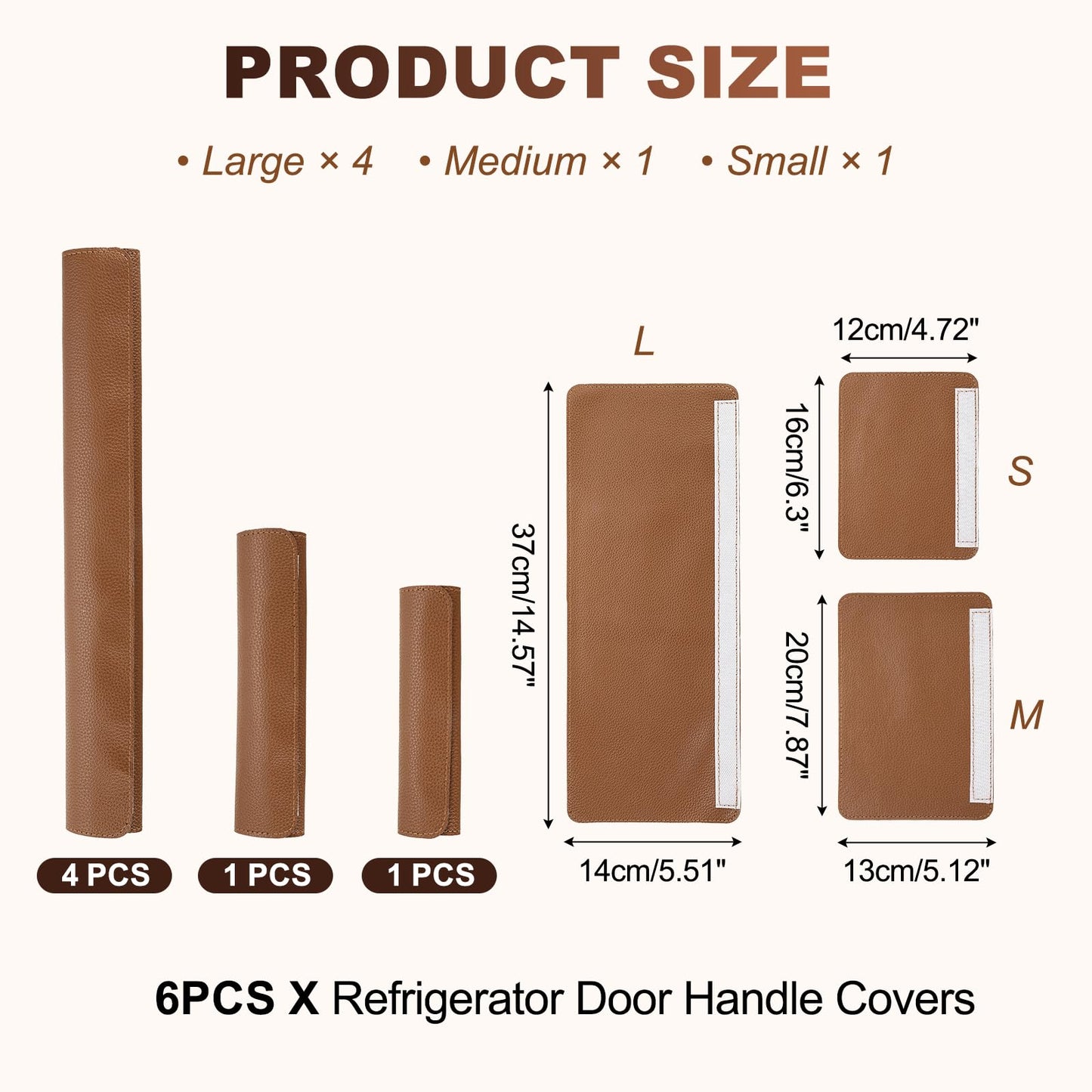 uxcell 6Pcs Refrigerator Door Handle Covers, PU Leather Kitchen Appliance Handle Protector, Anti-Static Fridge Handle Cover Keep Your Microwave Oven Dishwasher Clean, Brown