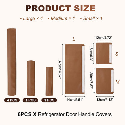 uxcell 6Pcs Refrigerator Door Handle Covers, PU Leather Kitchen Appliance Handle Protector, Anti-Static Fridge Handle Cover Keep Your Microwave Oven Dishwasher Clean, Brown