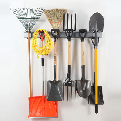 Aking Ace Wall Mount Tool Storage Rack, Heavy Duty Garage Organizer, Garden Hooks and Hangers, Hold Up to 350lbs Grey AK806