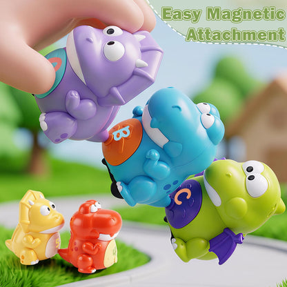 Covriina Dinosaur Magnetic Number Train Set for Toddlers 1-3, Magnetic Train Set for Toddlers Learning Toy, Number Toys DIY Letters, Dancing Singing Dinosaur Train Educational Toy for Girls Boys
