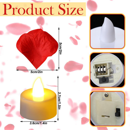 Grinsvalley LED Felt Letter Board with Rose Petals and Candles Set, Word Board with Letters, Artificial Rose Petals Flameless Tea Light Candles for Special Night Wedding Romantic Decorations